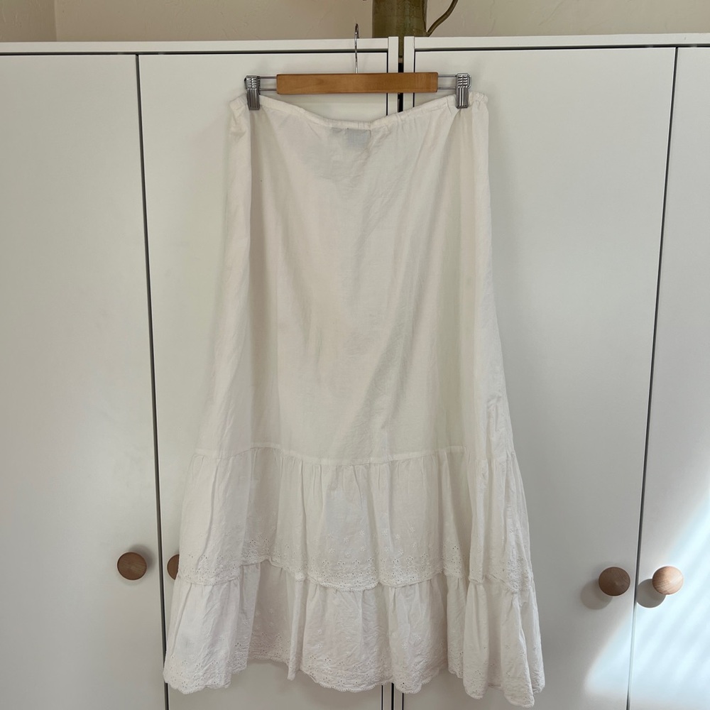 Women's White Tiered Maxi Skirt - Lightweight Boho Style GAP *doen* - Picture 4 of 4